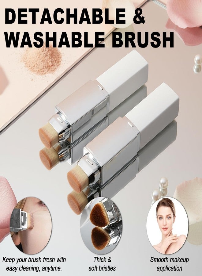 Charunee 2pcs Blanc Cover Stick, Blanc Cover Cream Stick V White, Dual-Ended Full Coverage Color-Changing Korean Foundation V Sticks with Brush, Makeup Base for Flawless Look (Ivory White & Natural Color) - Image 3